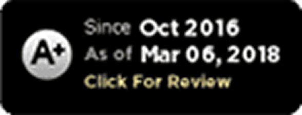 A+ rating badge with review date and click for review text